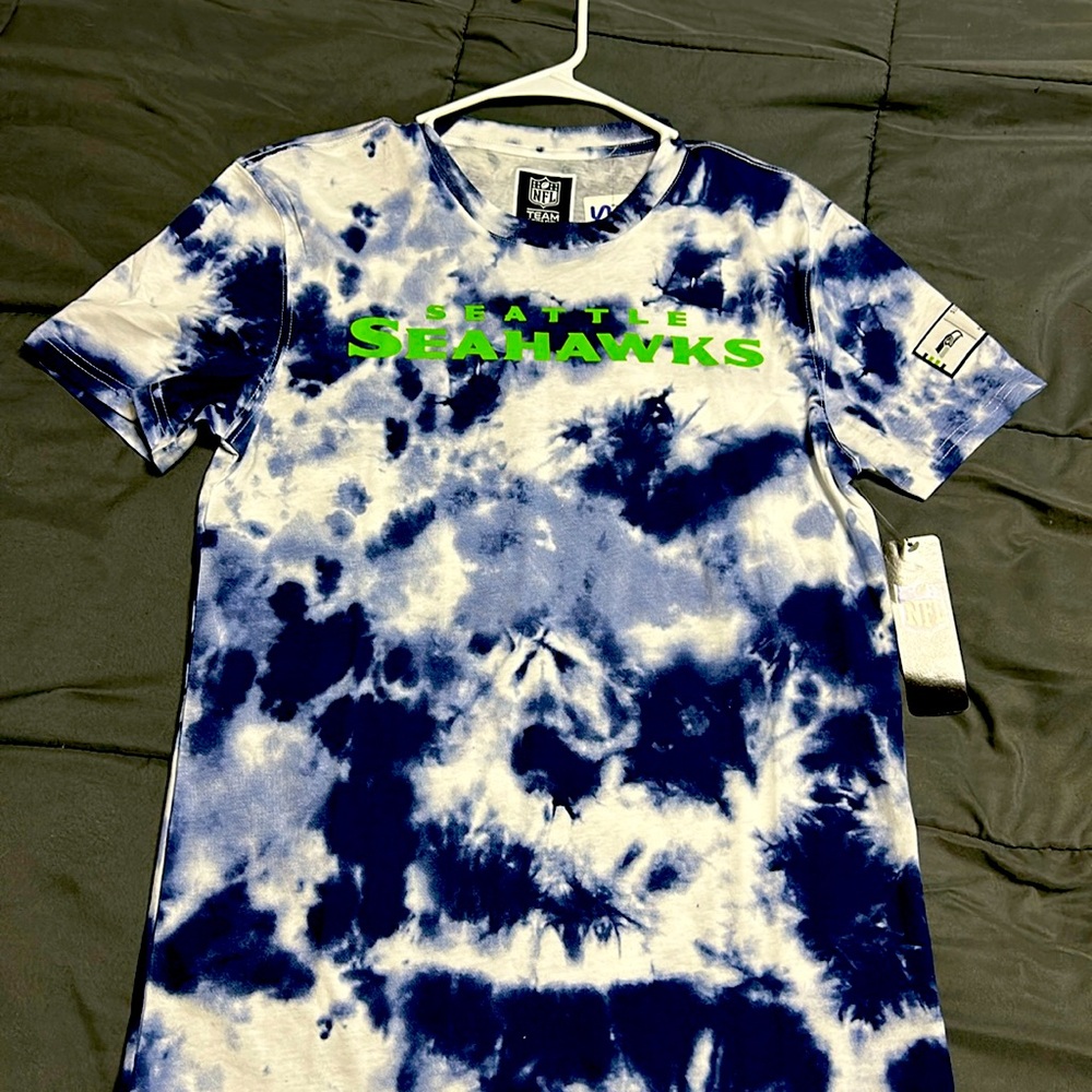 Men's Seattle Seahawks by Michael Strahan College Navy Freestyle Tie-Dye T-Shirt